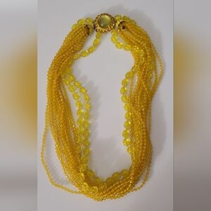 Vintage Jelly Belly Lucite Early Plastic Beads Multi Strand 20's 30's Yellow